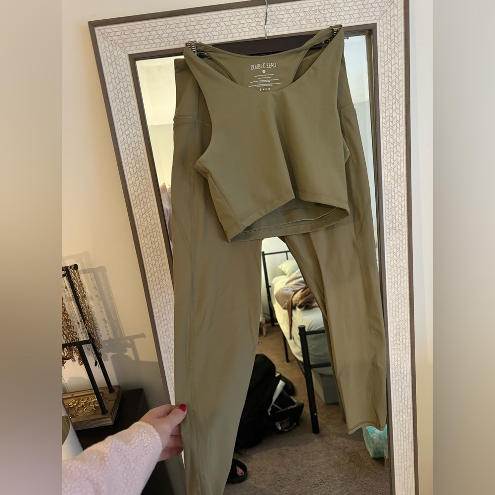 Lane 201 Olive Green Active Leggings and Longline Top